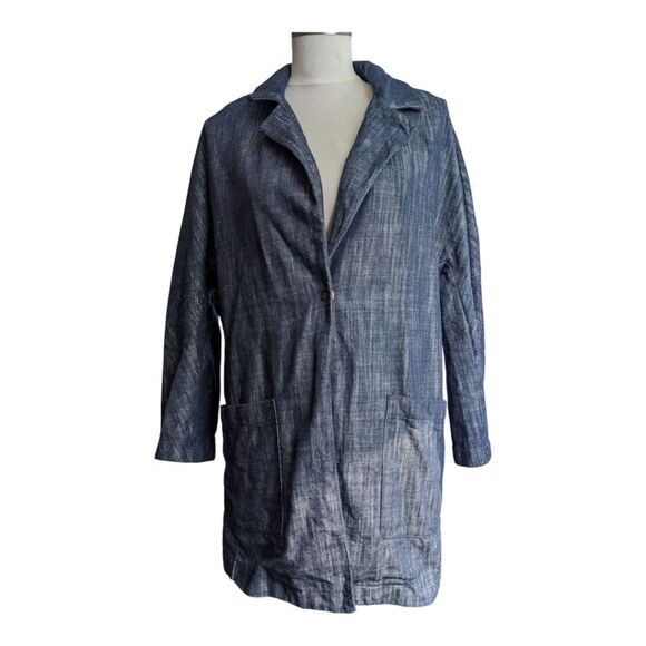 HOPE STHLM Stockholm 💯 Cotton Made In Italy Oversized Denim Blazer Jacket  S - Picture 5 of 16